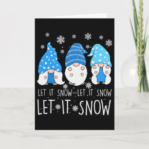 Carte Laissez Tomber la Neige Mignon Trois Gnome Bleu Fa
