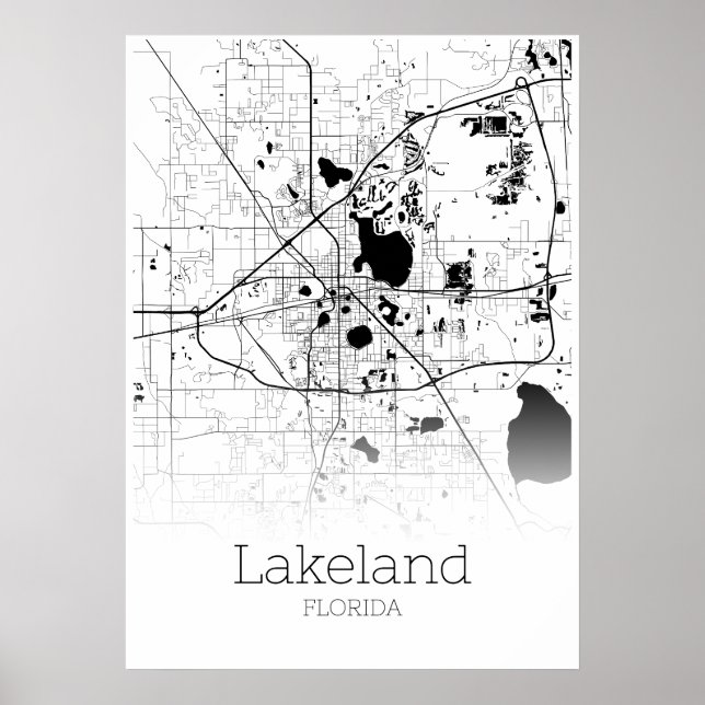 Carte Lakeland - Floride - Poster de carte de vill (Devant)