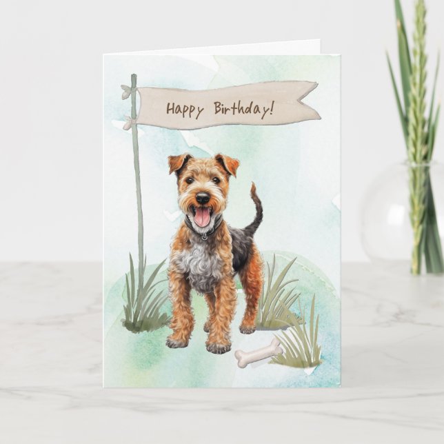Carte Lakeland Terrier Dog en plein air sous signe d'ann (Devant)