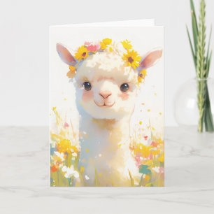 Carte L'Alpaca Couronné de Fleurs
