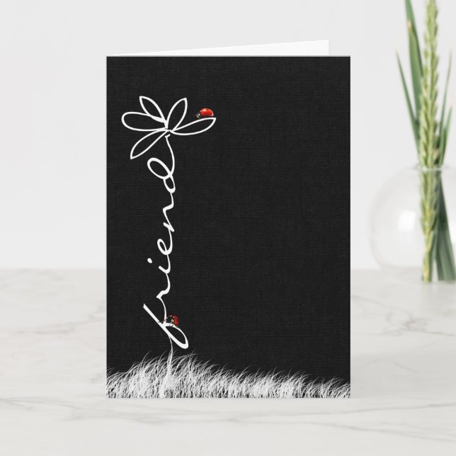 Carte L'ami pensant à vous marguerite avec la dame (Devant)