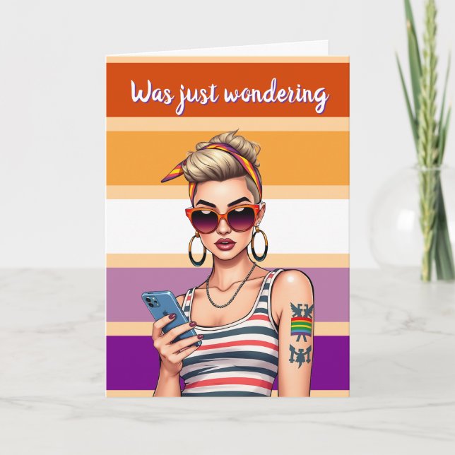 Carte L'amitié lesbienne LGBTQ | Quoi de neuf ? (Devant)