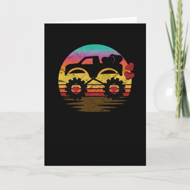 Carte L'amour de camion monstre de la Saint-Valentin Rét (Devant)