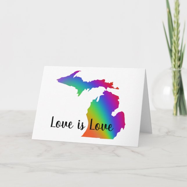 Carte L'amour est amour Michigan orgueil arc-en-ciel (Devant)