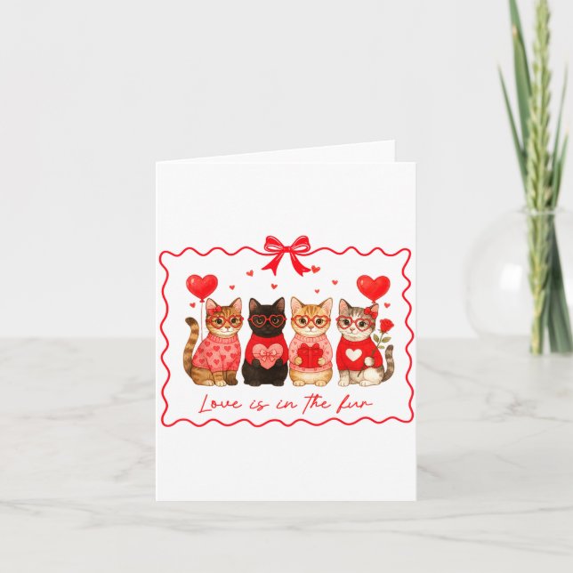 Carte L'amour est dans la fourrure Amoureux des chats Sa (Devant)