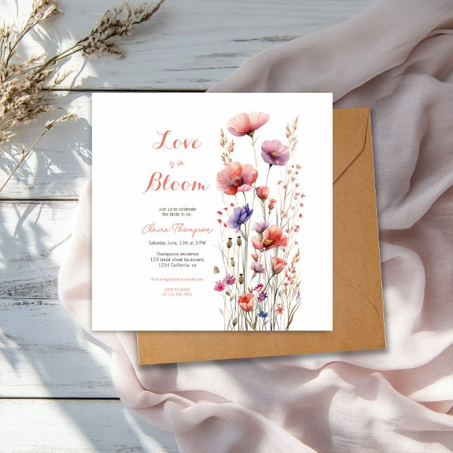 Carte L'amour est en fleur fleur sauvage fleurie douche  (Créateur téléchargé)