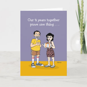 Carte L'amour est le 4ème anniversaire Mariage