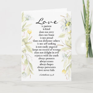Carte L'amour est Patient Bible Mariage Félicitations