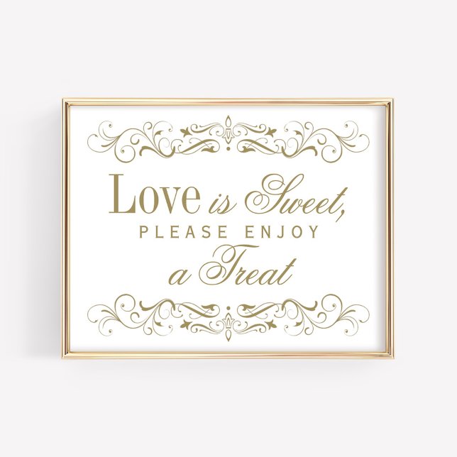 Carte L'amour est Sweet Antique Gold Flourish Mariage (Créateur téléchargé)
