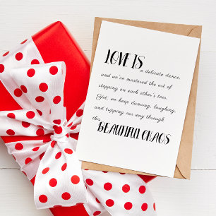 Carte L'amour est un beau chaos - Typographie minimalist