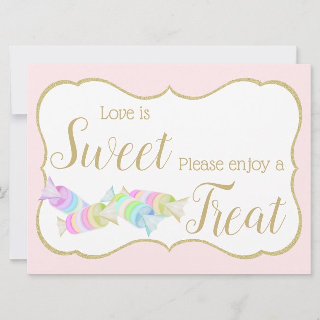 Carte L'amour est un bonbon rose signe (Devant)
