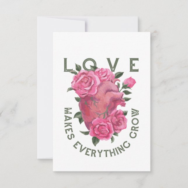 Carte L'amour fait tout grandir - Art Floral Romantique (Devant)