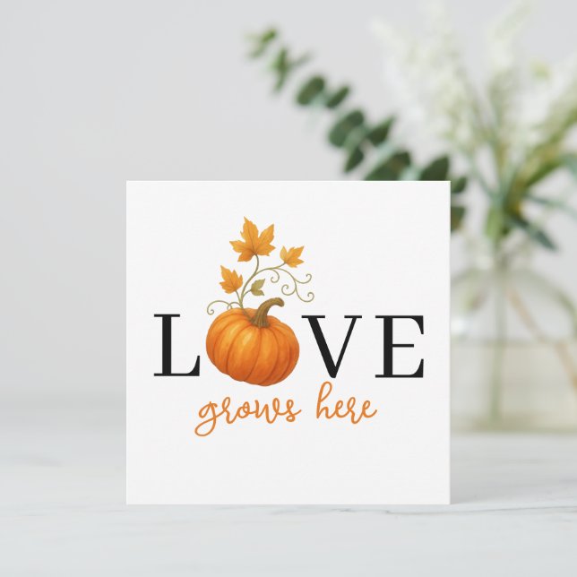Carte L'AMOUR grandit ici | Lettres citrouilles Automne (Debout devant)