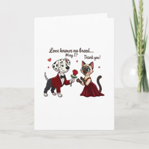 Carte L'amour ne connaît pas de race Dalmatien et chat s