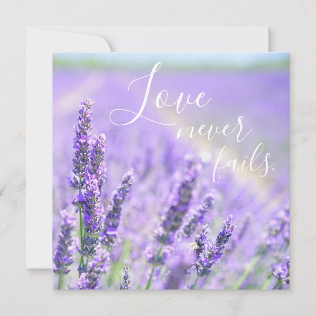 Carte L'amour n'échoue jamais Bible Verse Citation Lavan (Devant)