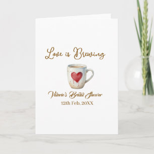 Carte L'amour se prépare tasse à café blanche cœur douch