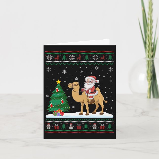 Carte Lampe d'arbre de Noël moche Xmas Père Noël Riding  (Devant)