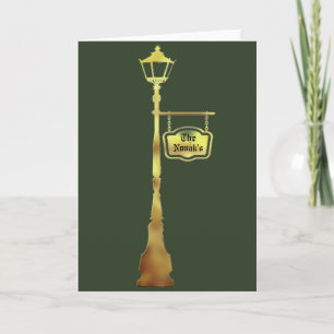 Carte Lampe en laiton victorien post-lanterne vert hiver