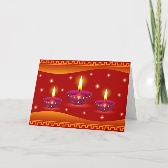 Carte Lampes décoratives rougeoyantes de Diwali (Devant)