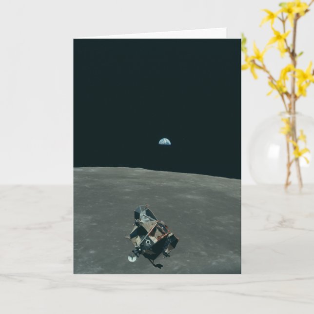 Carte Lander lunaire Apollo et lever de terre sur la lun (Fleur jaune)