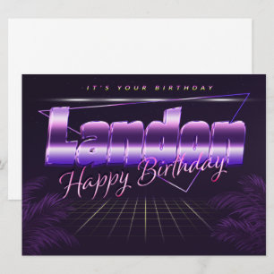 Carte Landon Nom Prénom lila retro