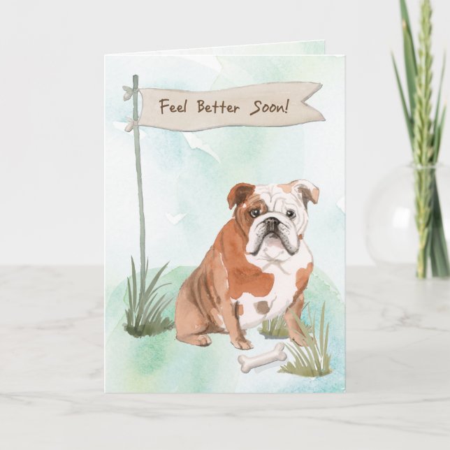 Carte L'anglais Bulldog se sent mieux après la chirurgie (Devant)