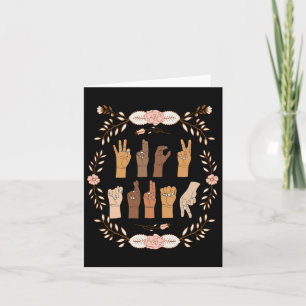 Carte Langue des signes Asl Anti Trump Floral Funny