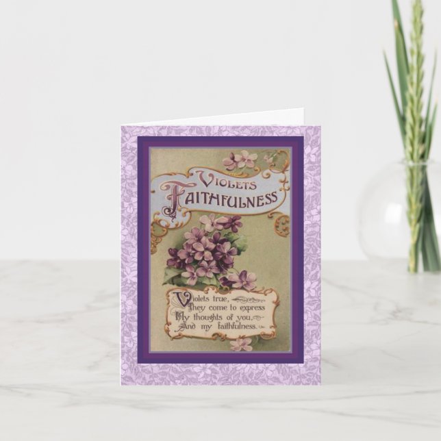 Carte Langue victorienne des Fleurs Violets Foi (Devant)