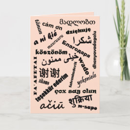Carte Langues Multilingual rose noir Merci rétro