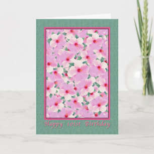 Carte L'anniversaire, 101st, ketmie rose fleurit la