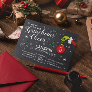 Carte L'anniversaire du Grinch sur tableau noir