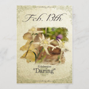Carte L'anniversaire fleurit le 13 février le "edelweiss
