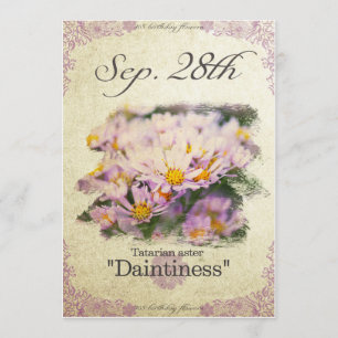 Carte L'anniversaire fleurit le 28 septembre le " aster