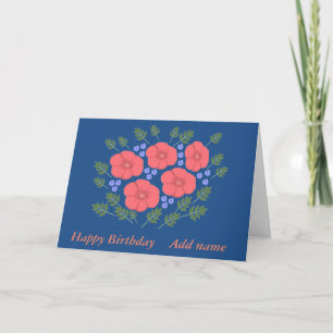 Carte L'anniversaire floral de rétros années '70