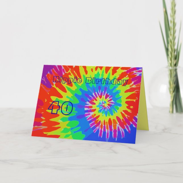 Carte L'anniversaire hippie quarantième super teignent (Devant)