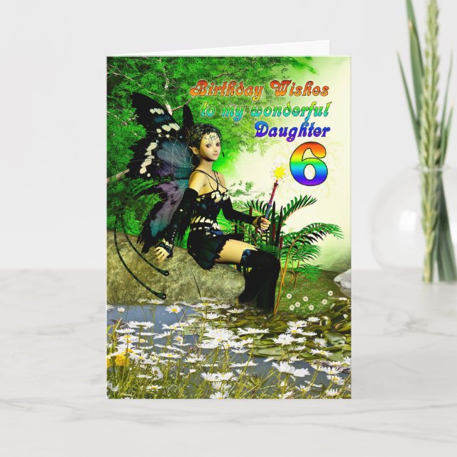 Carte L'anniversaire souhaite l'âge 6 de fille d'une fée (Devant)
