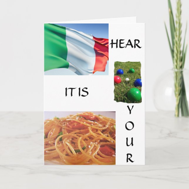CARTE "L'ANNIVERSAIRE TOTALEMENT ITALIEN SE FÉLICITE" (Devant)