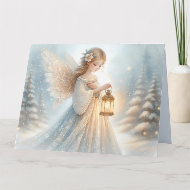 Carte Lanterne céleste de l'ange hivernal du réconfort (Devant)
