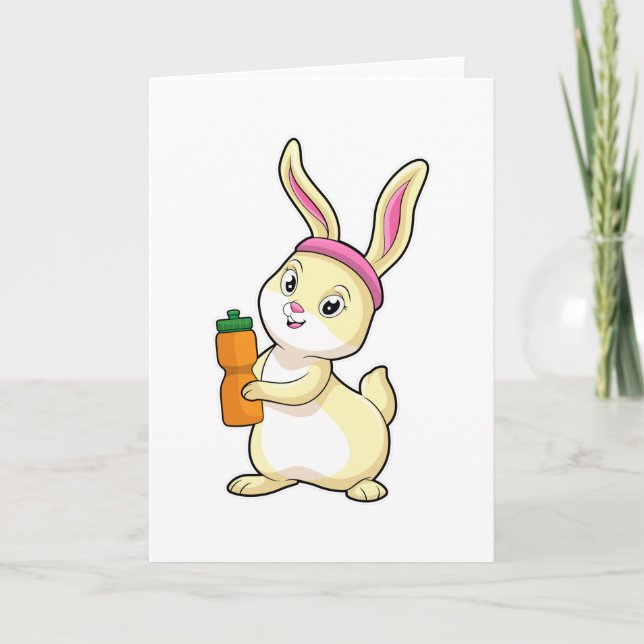 Carte Lapin à la forme avec bouteille de boisson (Devant)