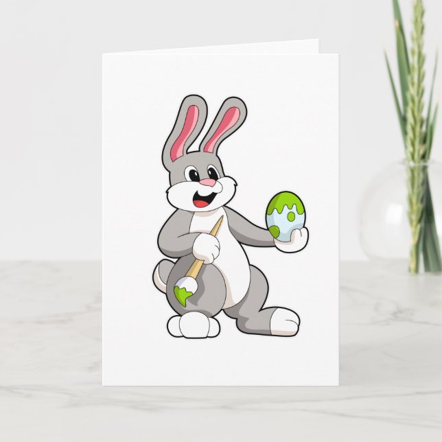 Carte Lapin à la peinture avec l'oeuf (Devant)