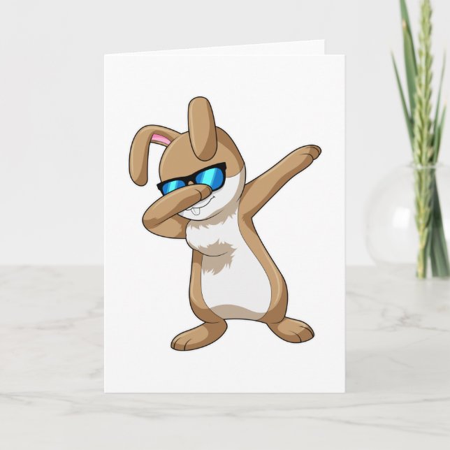 Carte Lapin au dab de danse hip hop (Devant)
