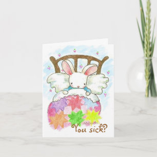 Carte lapin au lit Vous êtes malade ?