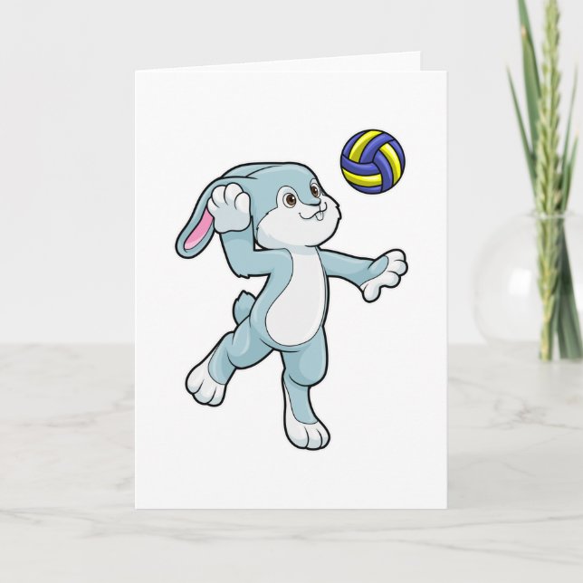 Carte Lapin au sport avec volley-ball (Devant)