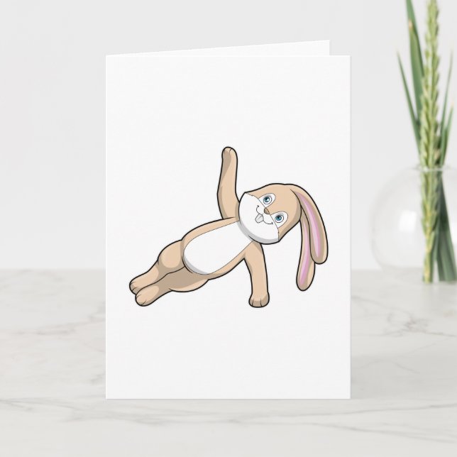 Carte Lapin au yoga s'étirant (Devant)