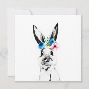 Carte Lapin avec des fleurs