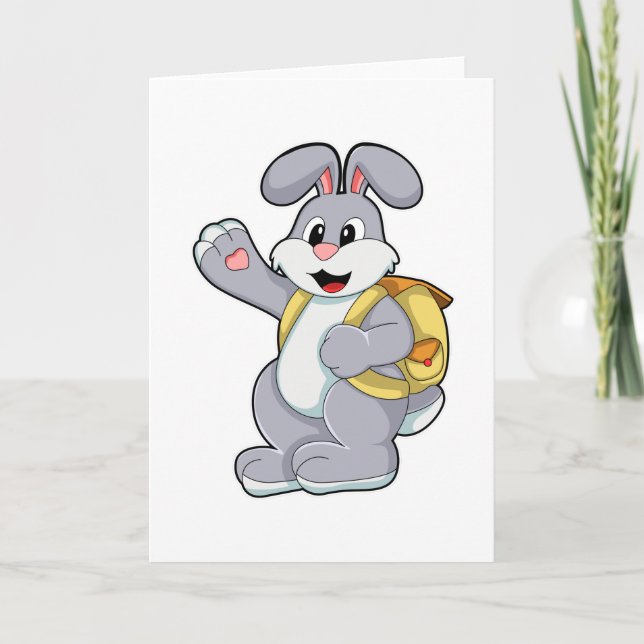 Carte Lapin avec sac à dos (Devant)