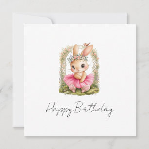 Carte Lapin Ballerine Mignon Anniversaire Fille Personna