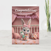 Lapin Bébé Adorable en Rose Félicitations Nouvelle