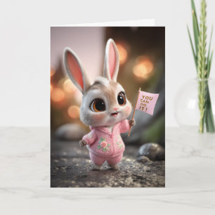 Carte Lapin Bébé Mignon en Barboteuse Rose Encouragement
