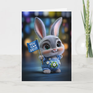 Carte Lapin Bébé Mignon en Salopette Bleue "Vous Pouvez